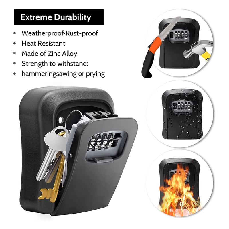 Wall Mounted Outdoor Key Safe Lock Box With Combination Secure Key Storage 3