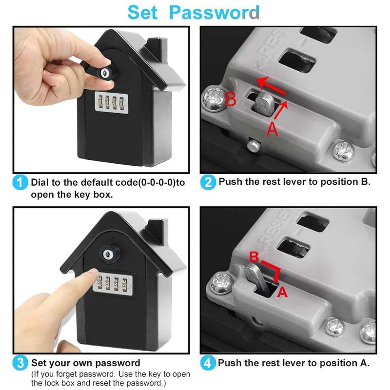 Wall Mount Key Lock Box With Resettable Code Heavy Duty Outdoor Key Safe For Secure Key Storage 2