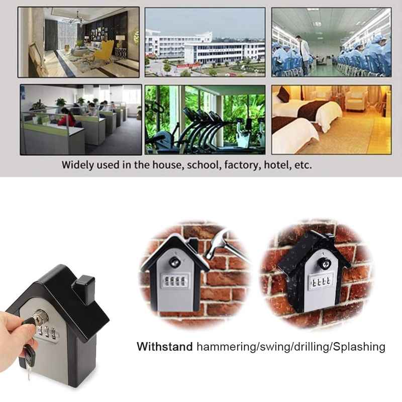 Wall Mount Key Lock Box With Resettable Code Heavy Duty Outdoor Key Safe For Secure Key Storage 5