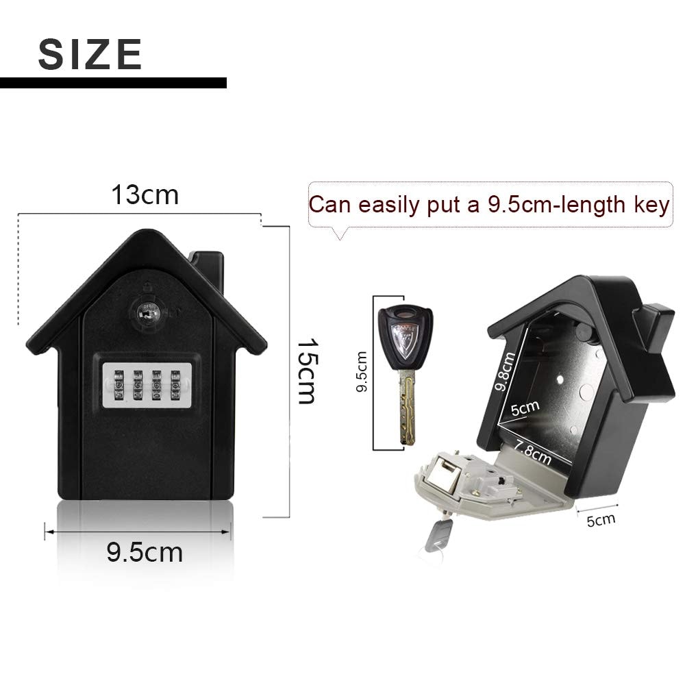 Wall Mount Key Lock Box With Resettable Code Heavy Duty Outdoor Key Safe For Secure Key Storage 8