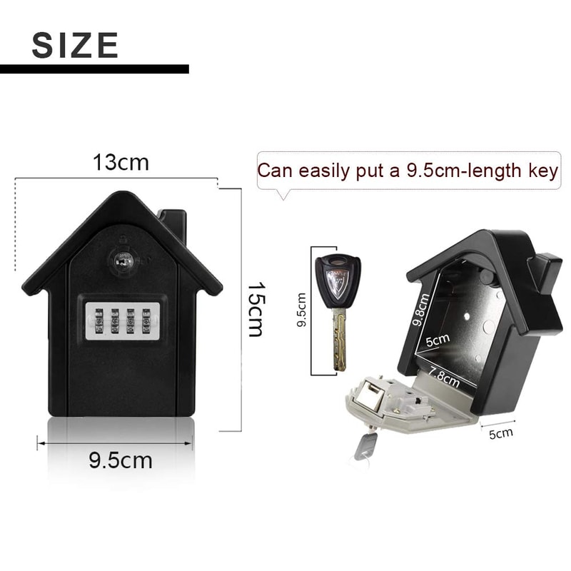 Wall Mount Key Lock Box With Resettable Code Heavy Duty Outdoor Key Safe For Secure Key Storage 8