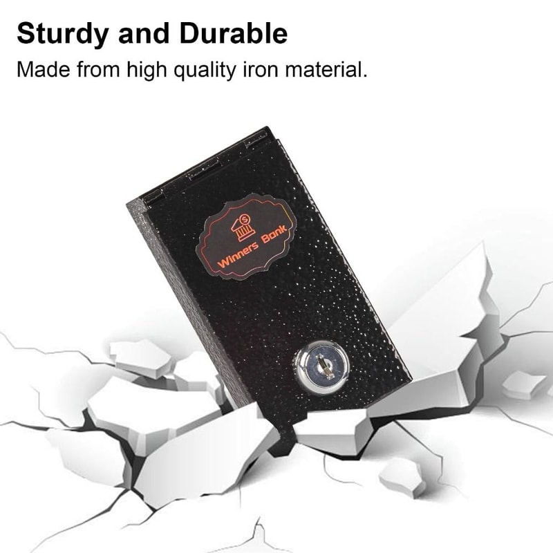 Portable Mini Cash Lock Box With Key Secure Metal Money Safe 4