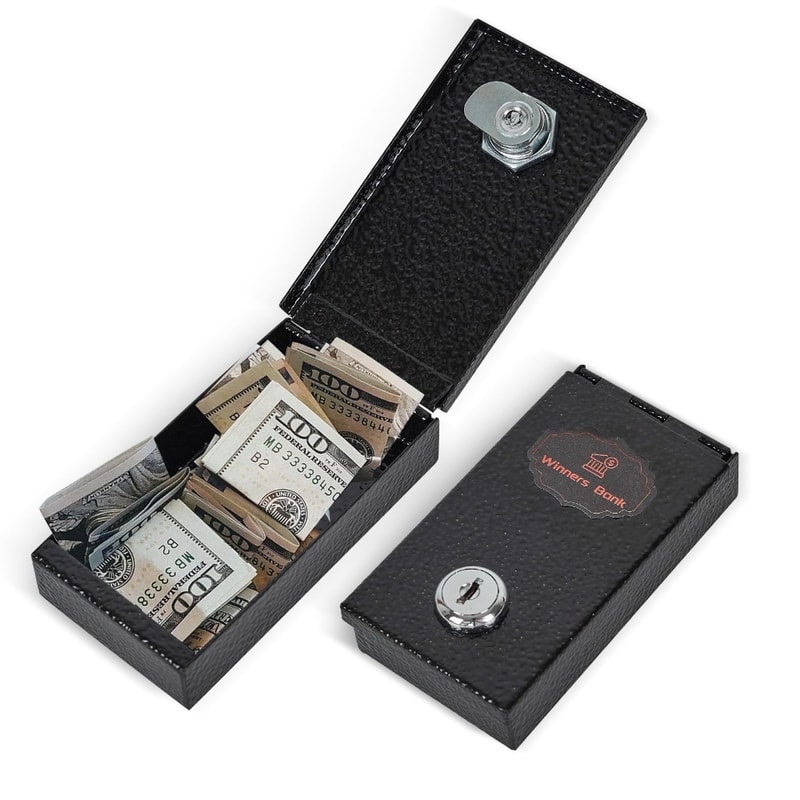 Portable Mini Cash Lock Box With Key Secure Metal Money Safe 0