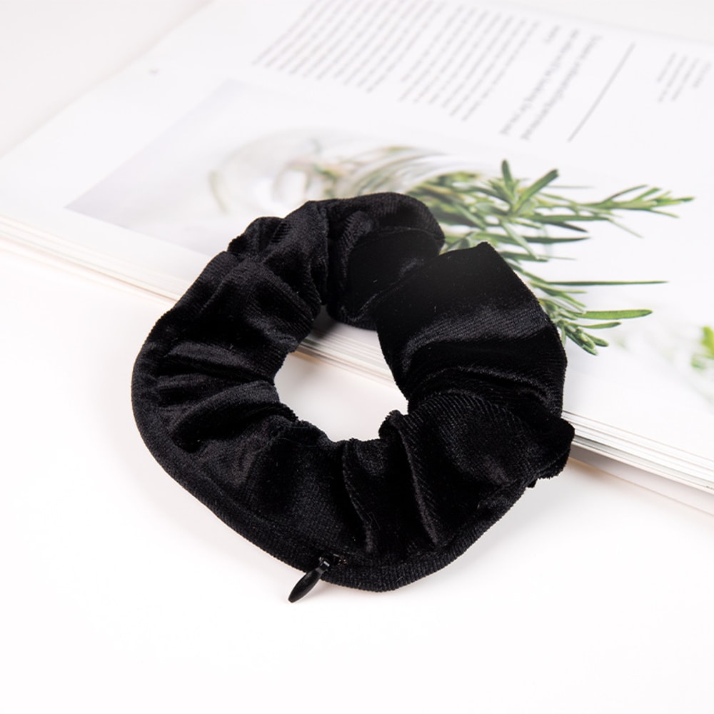 Hidden Pocket Scrunchie Secure Hair Tie With Zipper Secret Stash Travel Storage 2