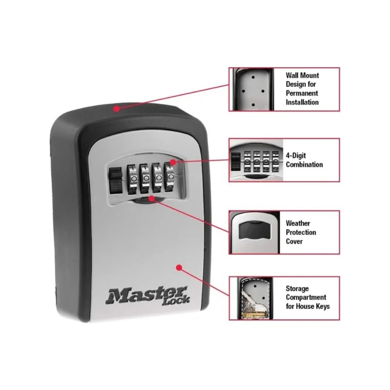 SecureGuard Wall Mounted Key Safe Lock Box With Combination For Outdoor Key Storage 2