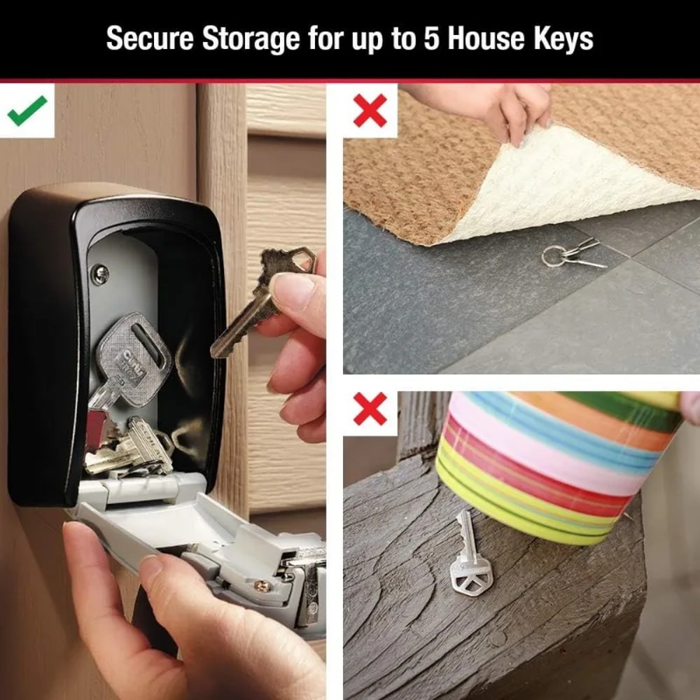 SecureGuard Wall Mounted Key Safe Lock Box With Combination For Outdoor Key Storage 3