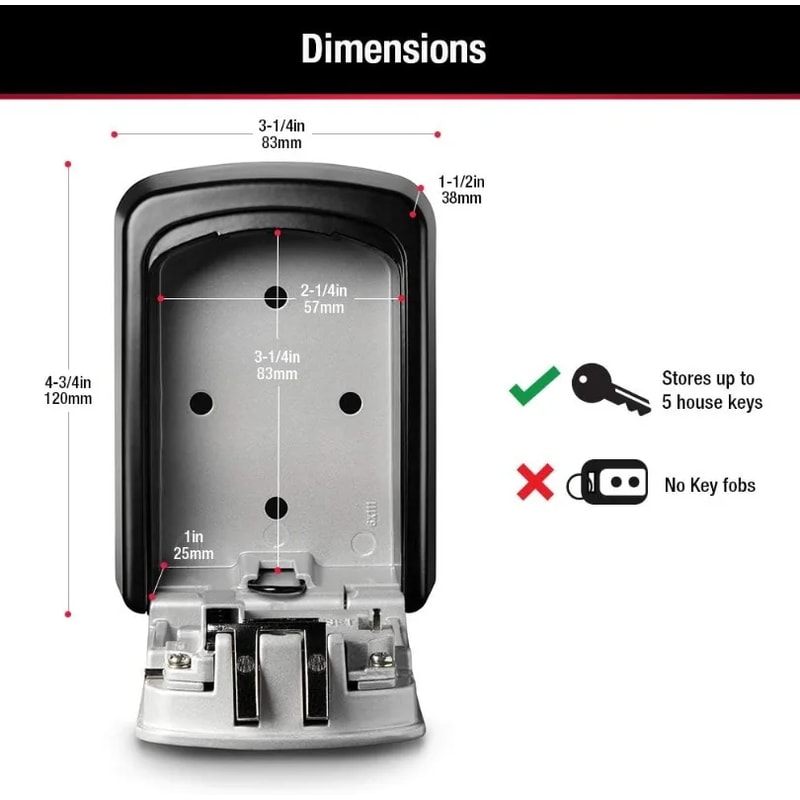 SecureGuard Wall Mounted Key Safe Lock Box With Combination For Outdoor Key Storage 5