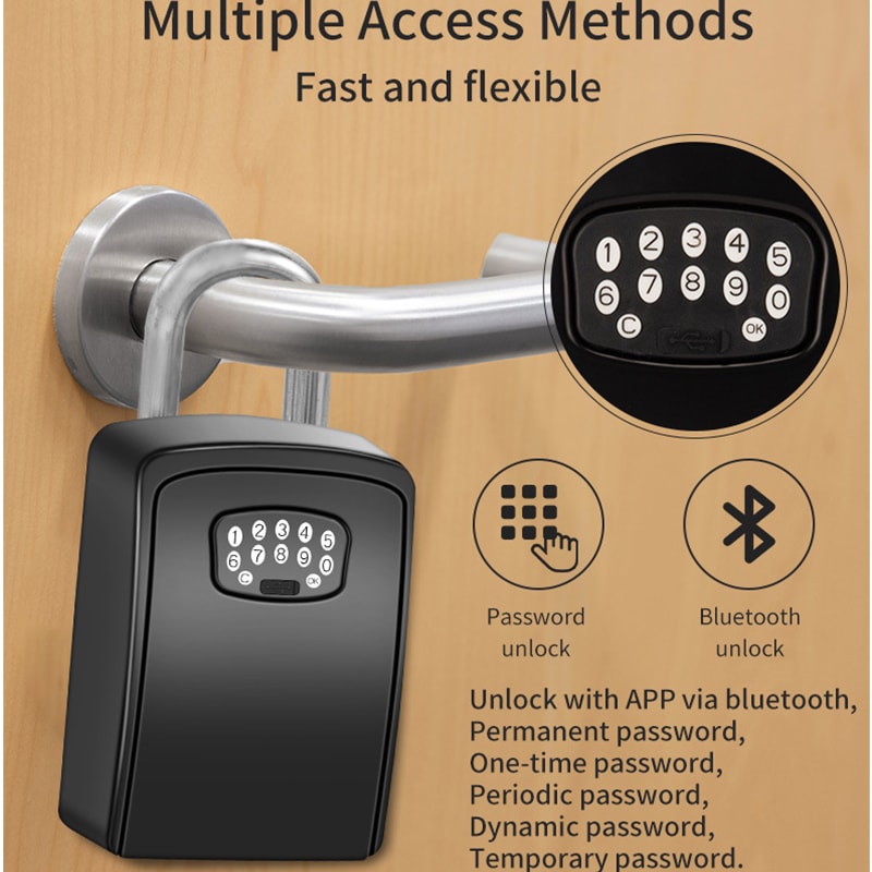 Smart Bluetooth Wall Mounted Key Lock Box With APP Control Waterproof Large Capacity Safe 2