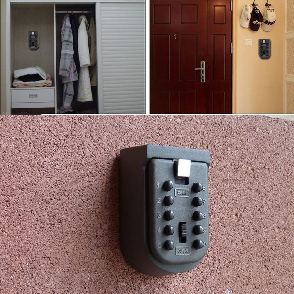 Outdoor Key Lock Box Wall Mounted Combination Safe Secure Key Storage