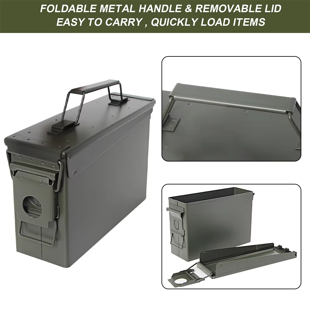 Heavy Duty Metal Ammo Can Waterproof Steel Storage Box for Ammo Tools and Valuables
