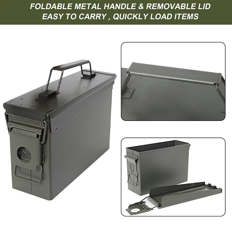 Heavy Duty Metal Ammo Can Waterproof Steel Storage Box for Ammo Tools and Valuables