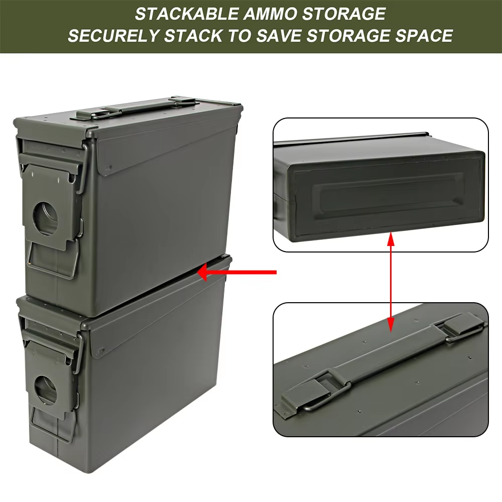 Heavy Duty Metal Ammo Can Waterproof Steel Storage Box for Ammo Tools and Valuables