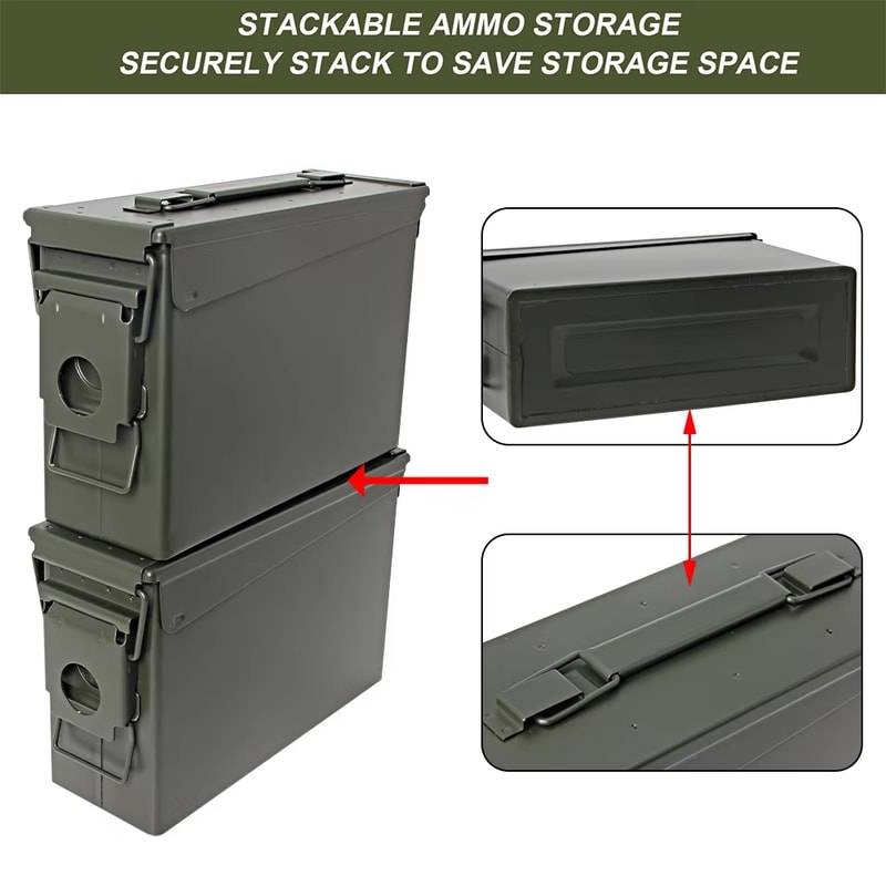 Heavy Duty Metal Ammo Can Waterproof Steel Storage Box for Ammo Tools and Valuables