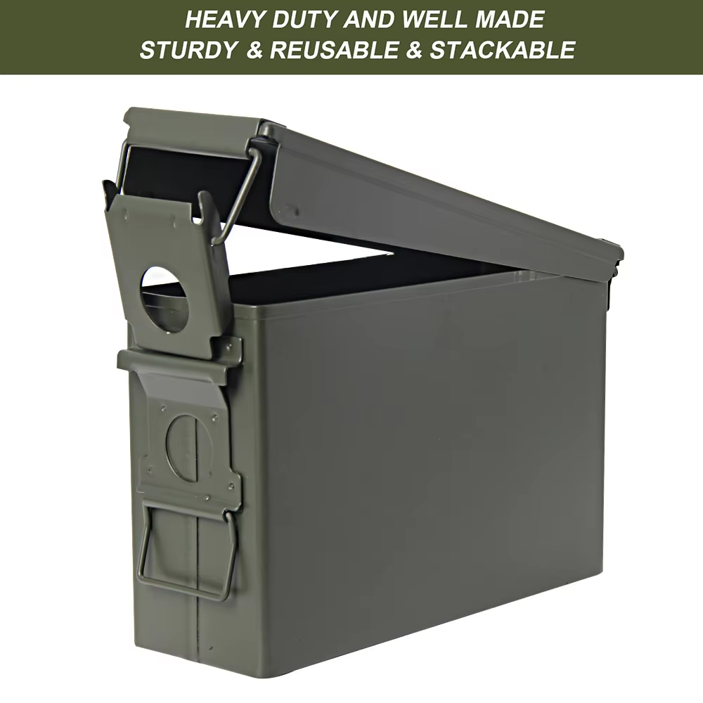 Heavy Duty Metal Ammo Can Waterproof Steel Storage Box for Ammo Tools and Valuables