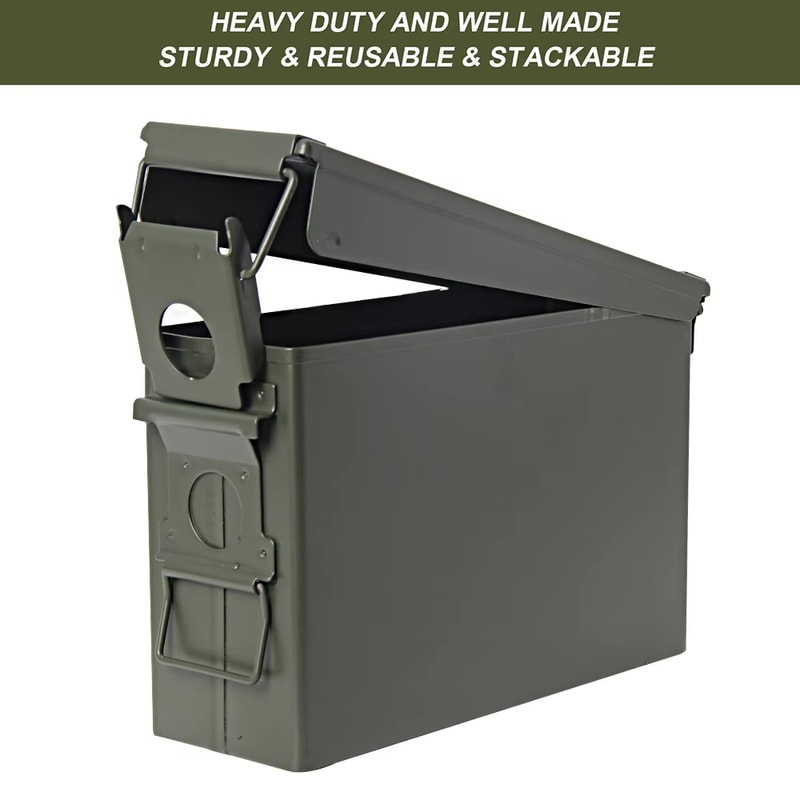 Heavy Duty Metal Ammo Can Waterproof Steel Storage Box for Ammo Tools and Valuables
