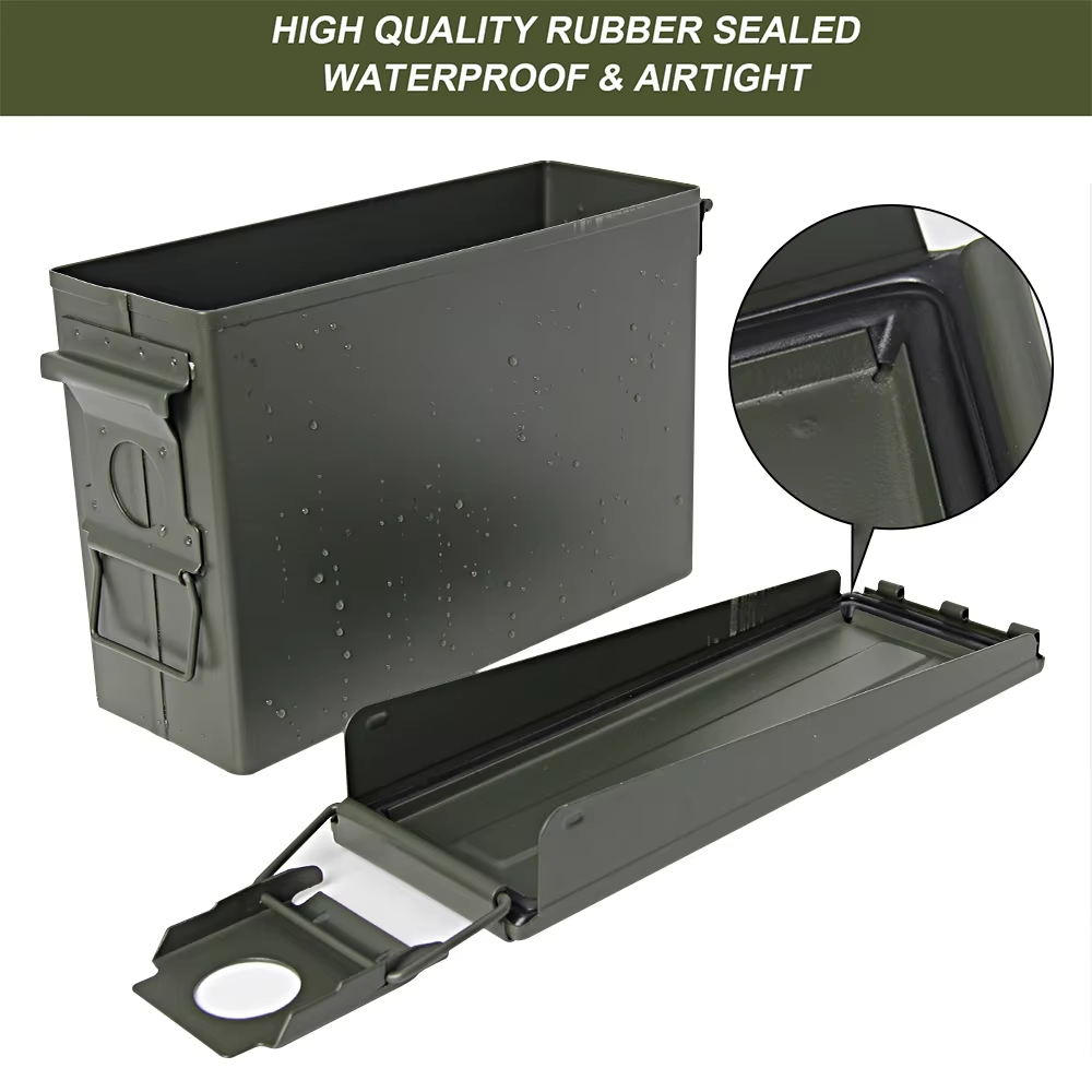 Heavy Duty Metal Ammo Can Waterproof Steel Storage Box for Ammo Tools and Valuables