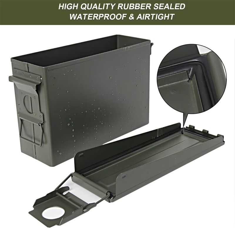 Heavy Duty Metal Ammo Can Waterproof Steel Storage Box for Ammo Tools and Valuables