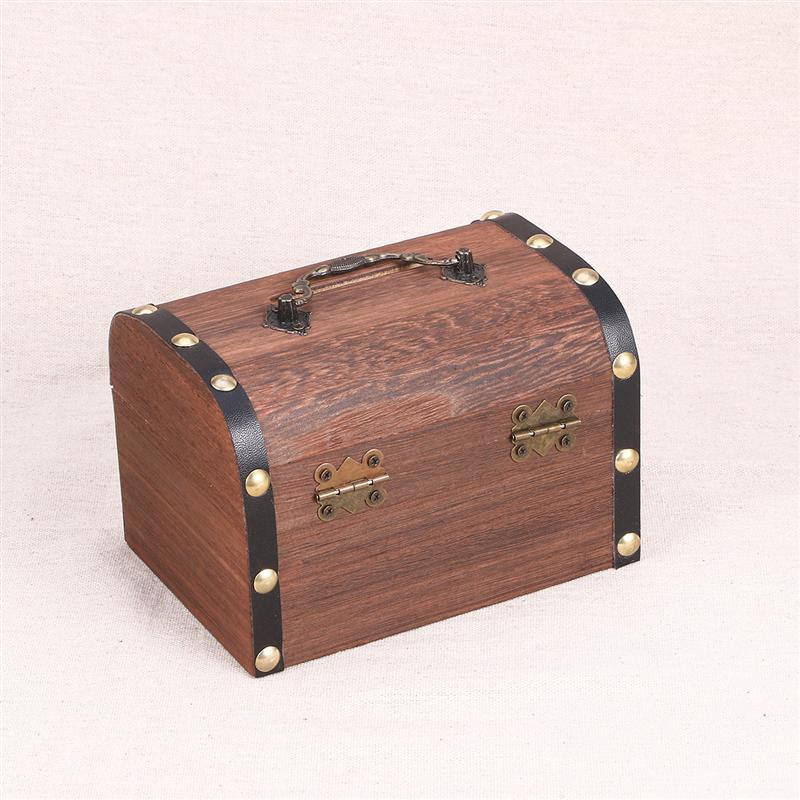 Vintage Wooden Treasure Chest Piggy Bank Lockable Storage Box 5