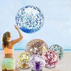 sparkle clear glitter beach ball inflatable pool toy for summer fun