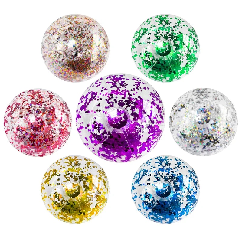 Sparkle Clear Glitter Beach Ball Inflatable Pool Toy For Summer Fun 12