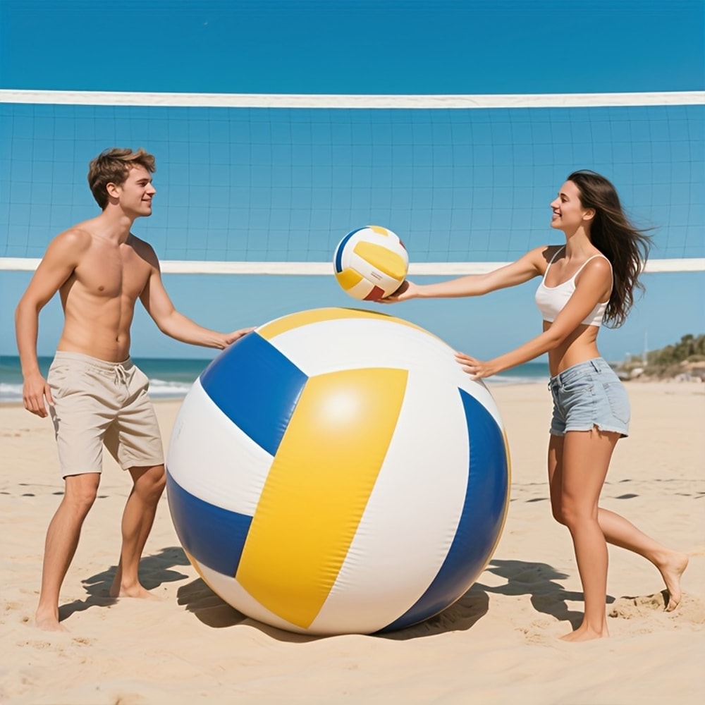 Giant Inflatable Volleyball For Beach Backyard Fun Durable Large Beach Ball 0