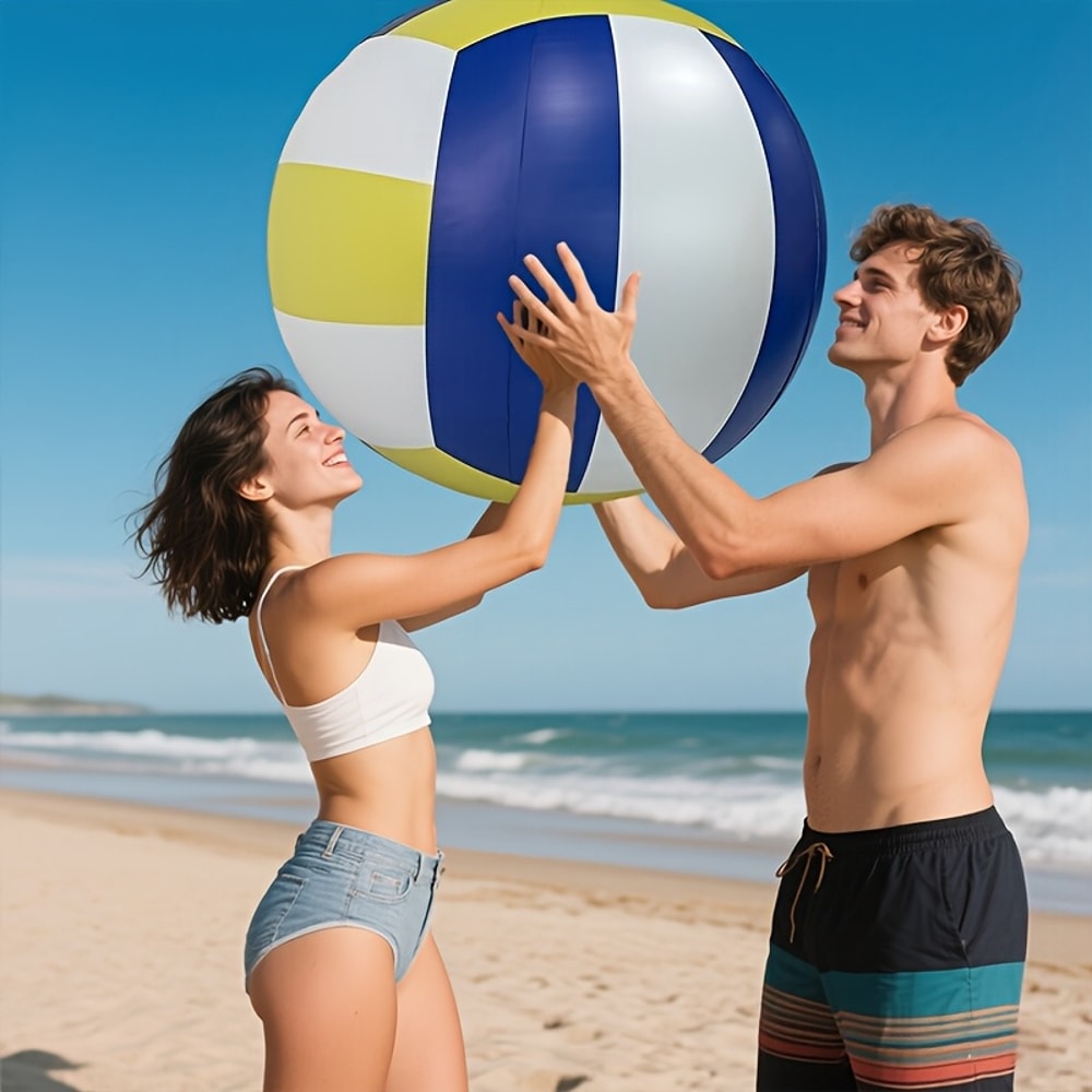 Giant Inflatable Volleyball For Beach Backyard Fun Durable Large Beach Ball 2
