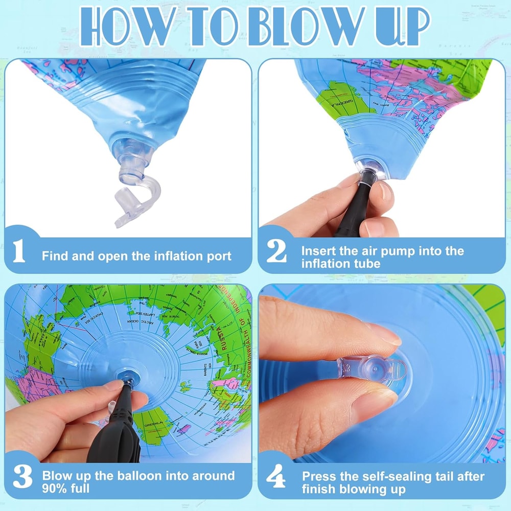 Inflatable Globe Beach Ball For Kids Fun Educational World Map Toy 6