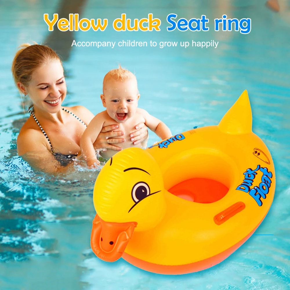 Baby Duck Inflatable Swim Float Seat With Handles Safe Pool Beach Water Toy 1