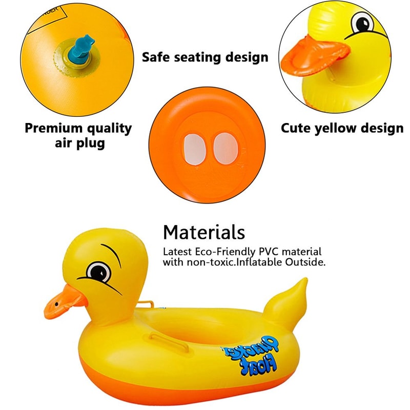 Baby Duck Inflatable Swim Float Seat With Handles Safe Pool Beach Water Toy 5