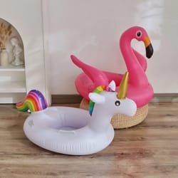 flamingo baby swim ring inflatable pool float for kids summer water fun seat