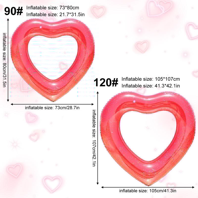 Sequin Heart Pool Float For Adults Glitter Inflatable Lounge Raft 4