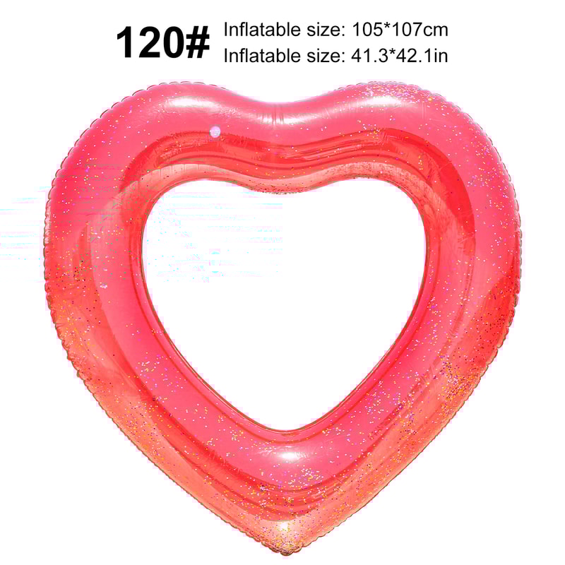 Sequin Heart Pool Float For Adults Glitter Inflatable Lounge Raft 5
