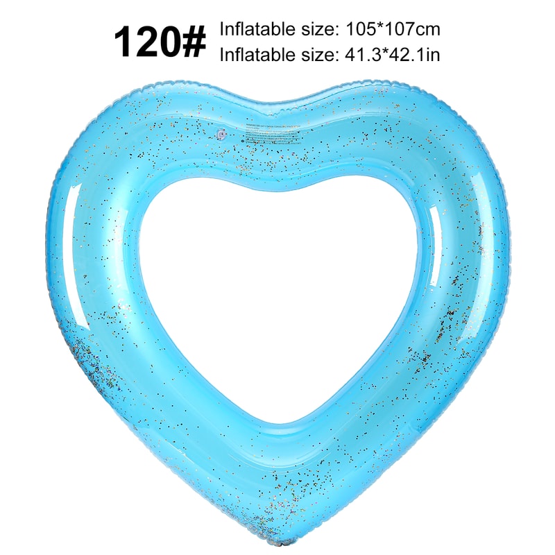 Sequin Heart Pool Float For Adults Glitter Inflatable Lounge Raft 3