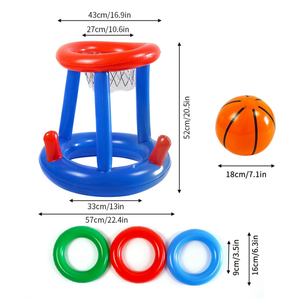 Inflatable Pool Basketball Hoop Set For Kids Family Pool Party Fun 4
