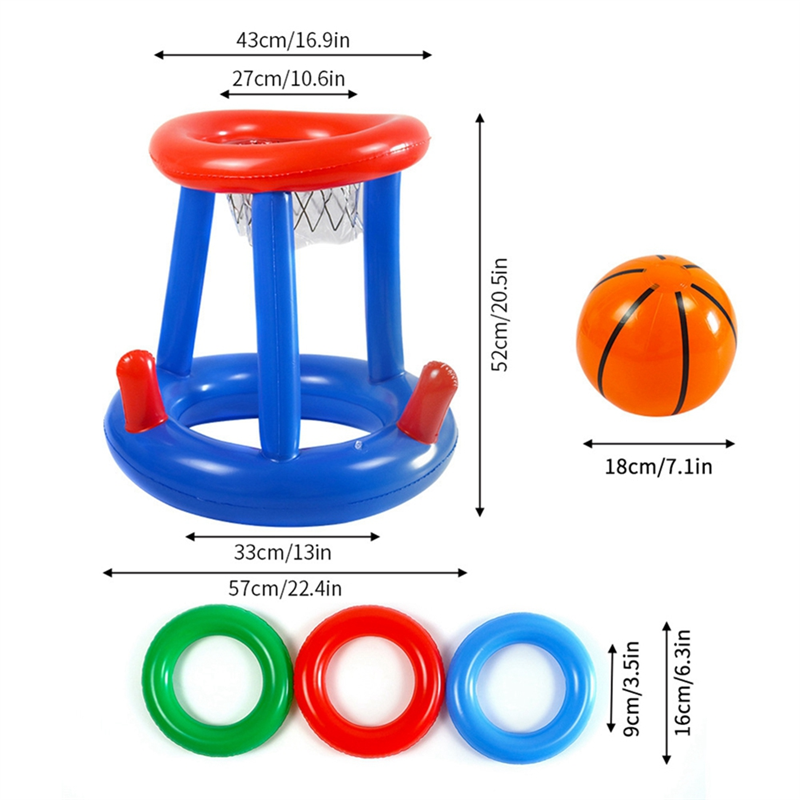 Inflatable Pool Basketball Hoop Set For Kids Family Pool Party Fun 4