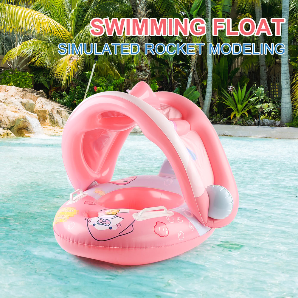 Baby Pool Float With Canopy Safe Infant Swim Ring Seat For Toddlers Summer Water Fun 4