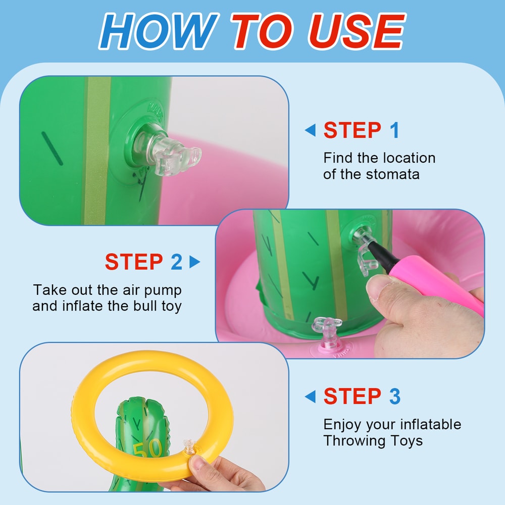 Inflatable Cactus Ring Toss Pool Game Set For Kids Summer Beach Fun 2