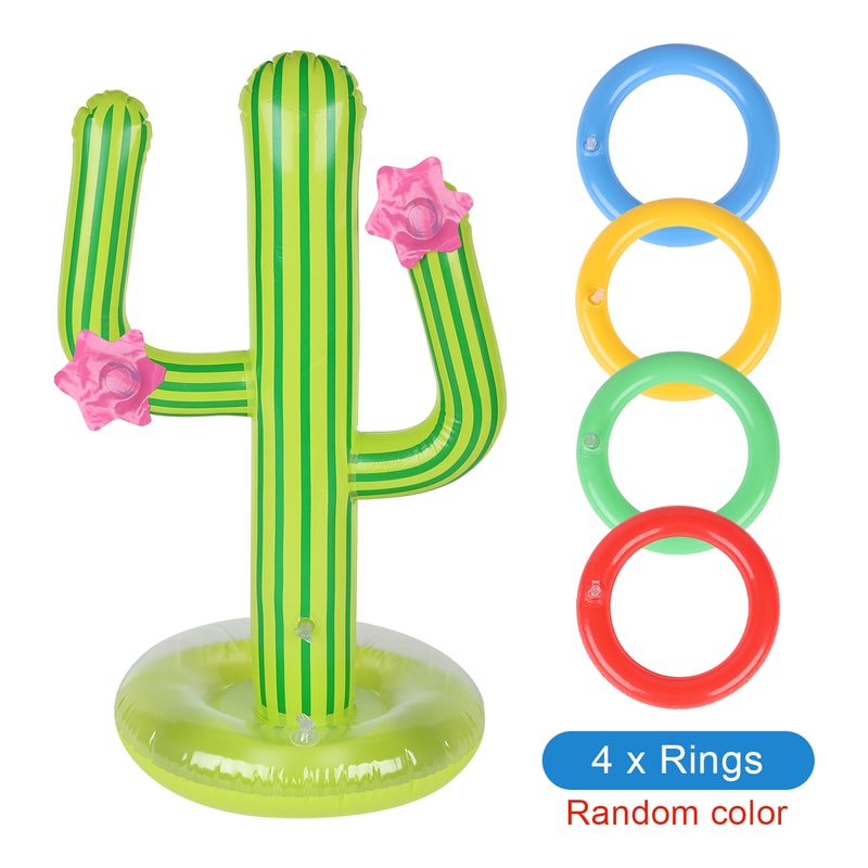 Inflatable Cactus Ring Toss Pool Game Set For Kids Summer Beach Fun 5