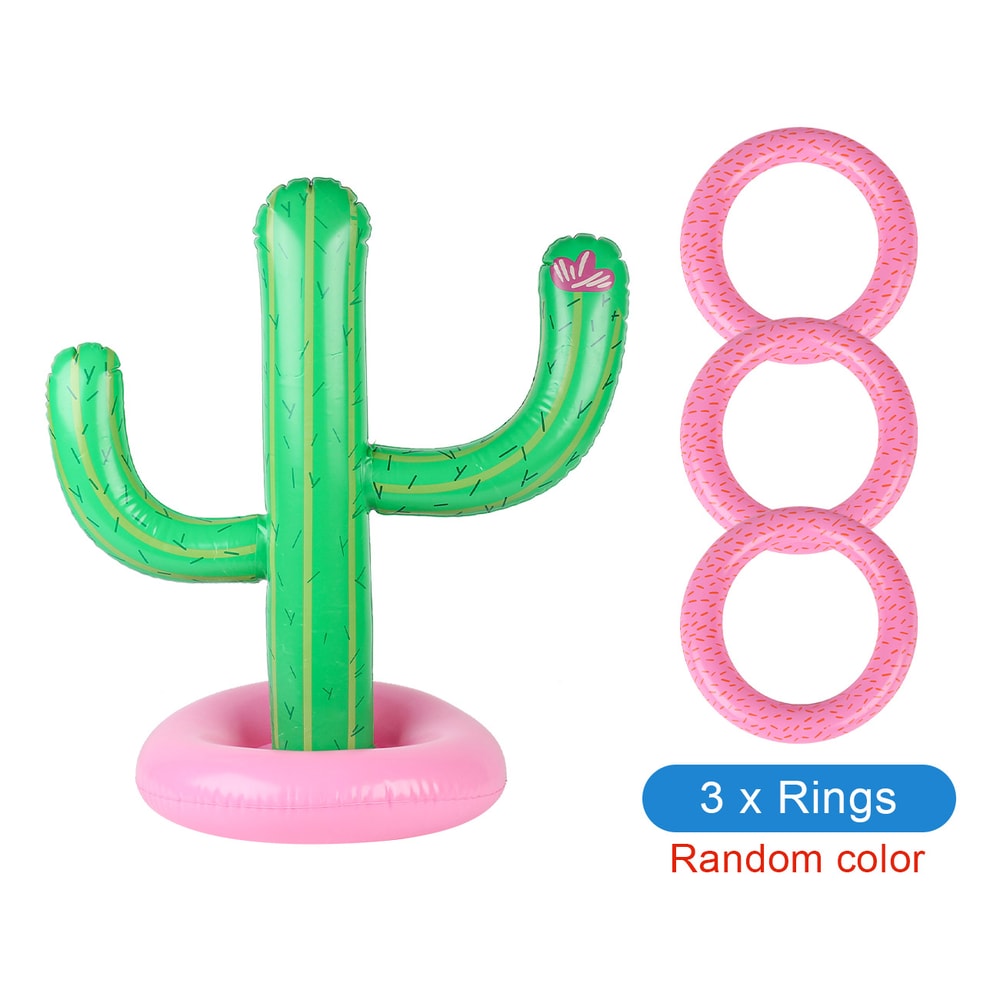 Inflatable Cactus Ring Toss Pool Game Set For Kids Summer Beach Fun 6