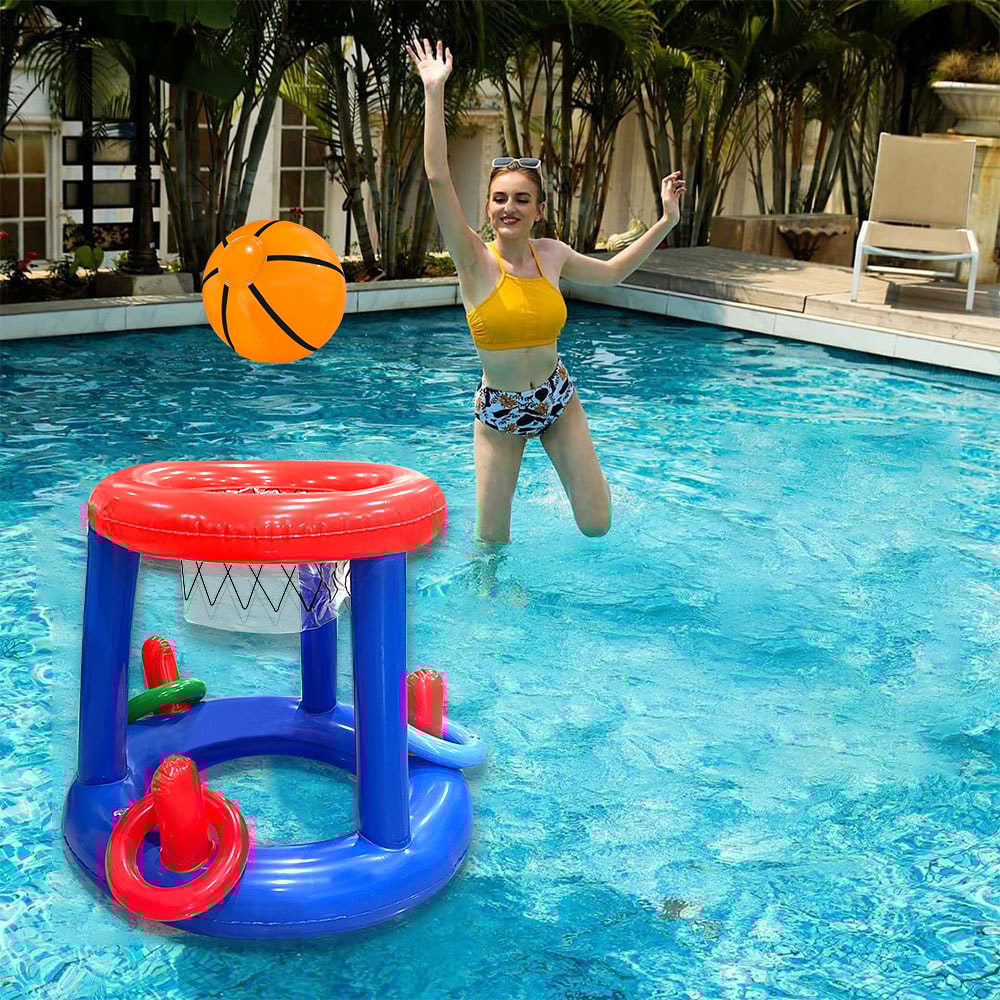 Inflatable Pool Basketball Hoop Game Set For Kids And Adults Summer Party Fun 0