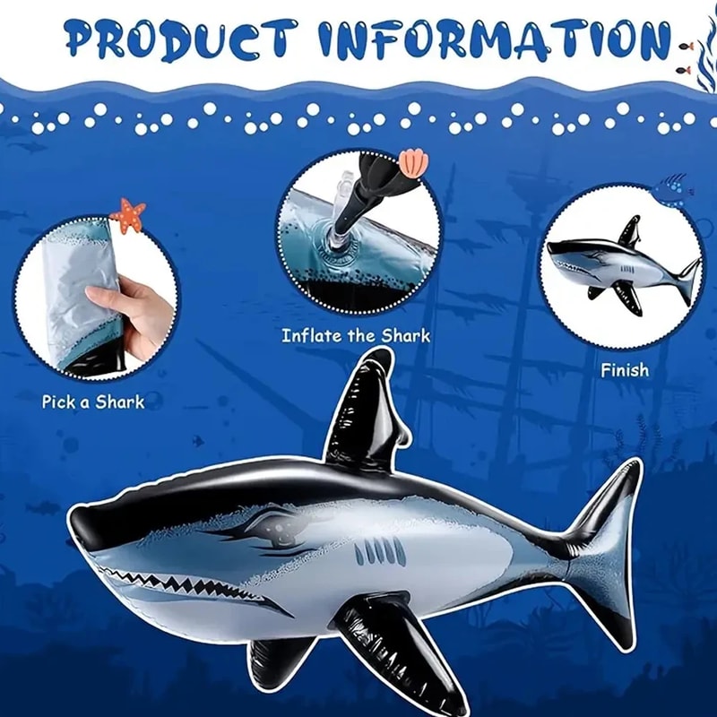 Shark Pool Toy Giant Ride On For Kids Summer Water Fun Float 1