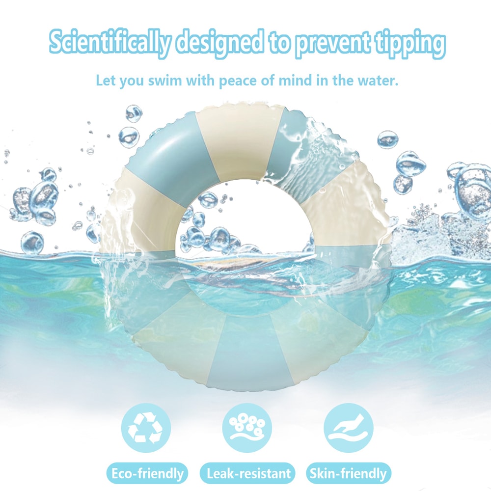 Retro Striped Inflatable Swim Ring Thick PVC Pool Float For Kids Adults 2