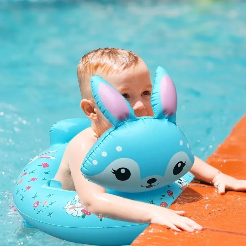 Kids Inflatable Rabbit Swim Ring Seat With Handles Safe Inflatable Pool Float For Toddlers Kids 2