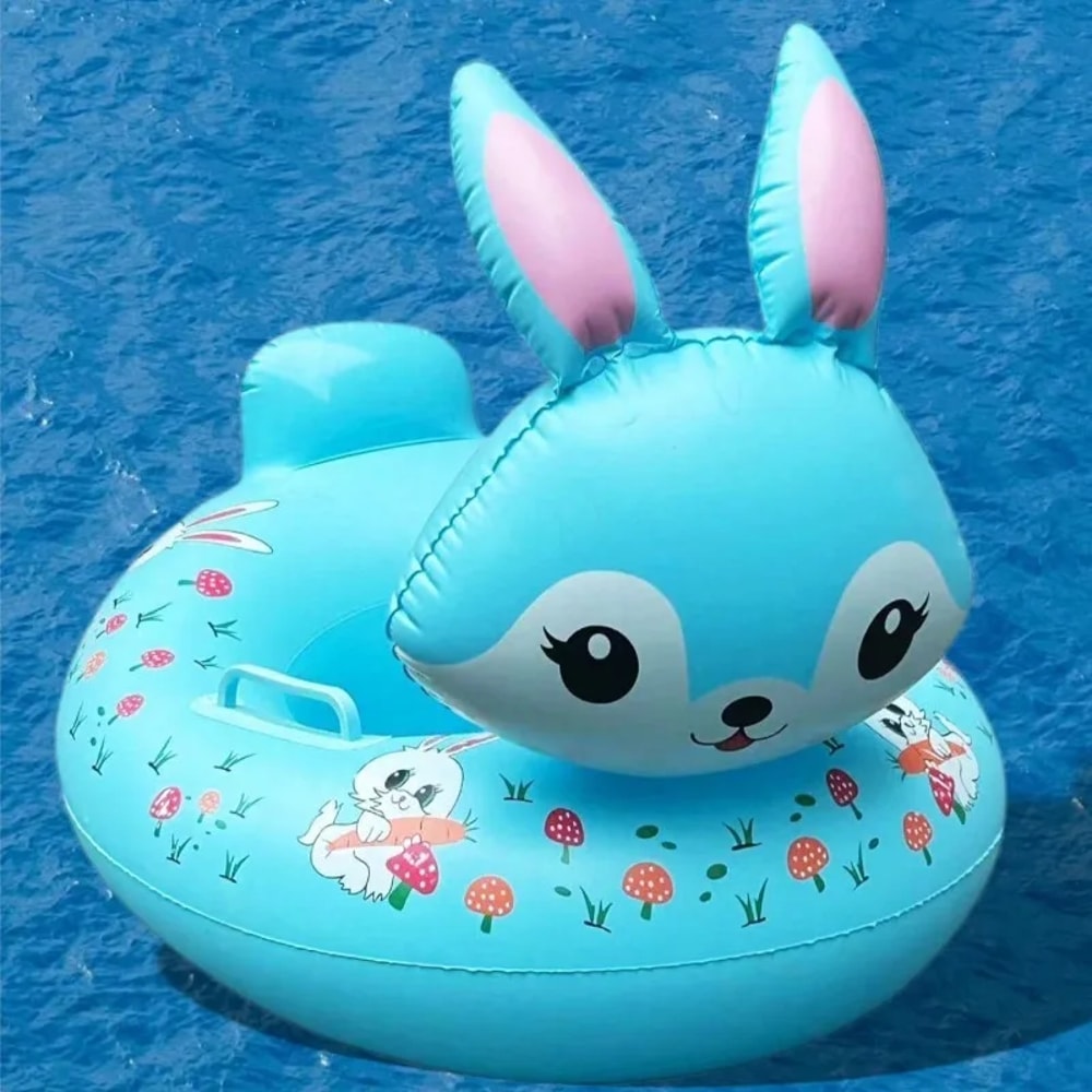 Kids Inflatable Rabbit Swim Ring Seat With Handles Safe Inflatable Pool Float For Toddlers Kids 3
