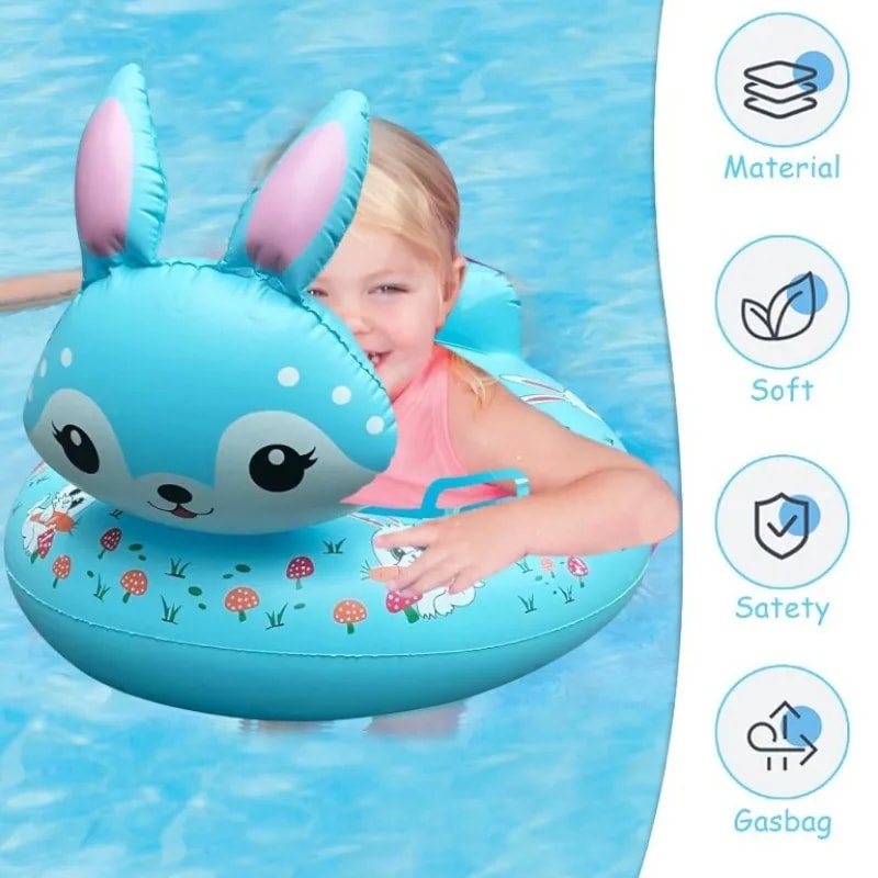 Kids Inflatable Rabbit Swim Ring Seat With Handles Safe Inflatable Pool Float For Toddlers Kids 7