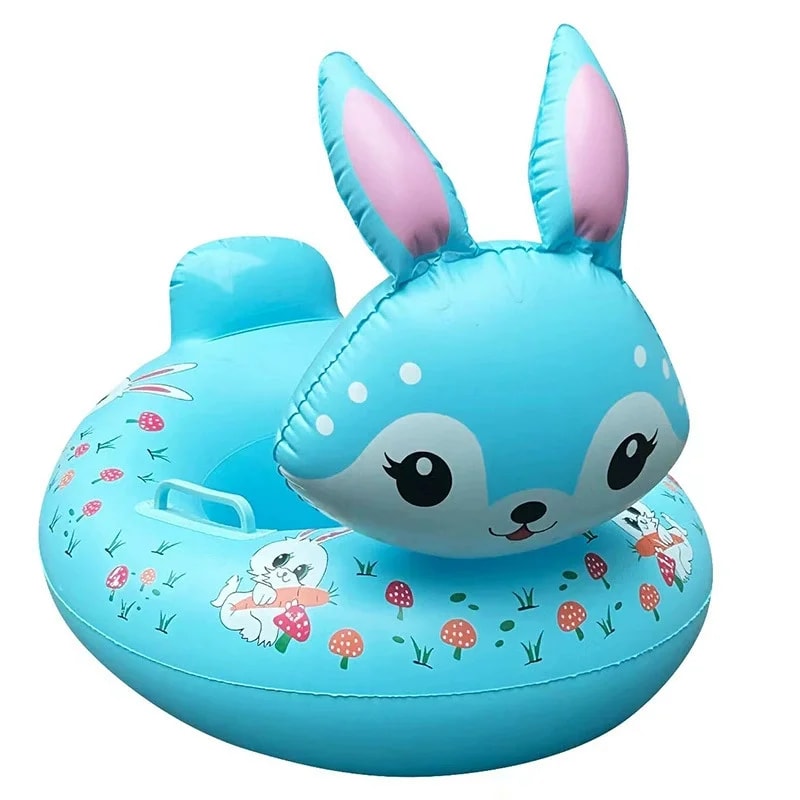 Kids Inflatable Rabbit Swim Ring Seat With Handles Safe Inflatable Pool Float For Toddlers Kids 4