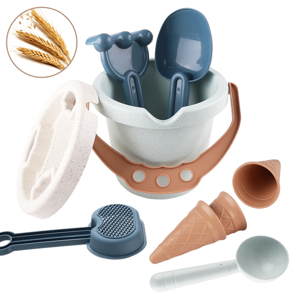 Kids Beach Bucket Ice Cream Sand Toy Set with Mold & Sifter