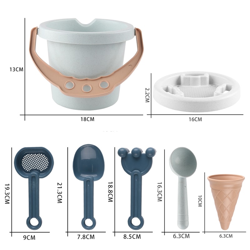 Kids Beach Bucket Ice Cream Sand Toy Set with Mold & Sifter
