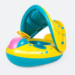 baby float with canopy & steering wheel uv protected inflatable toddler pool float
