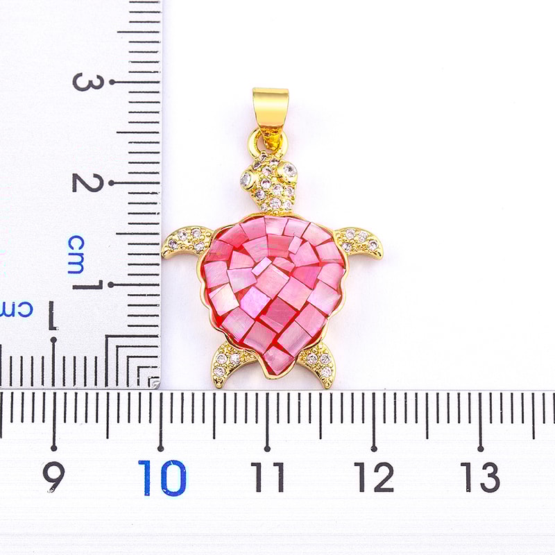 Colorful Crystal Turtle Pendant Necklace With Zircon Shell For Women Beach Jewelry 5